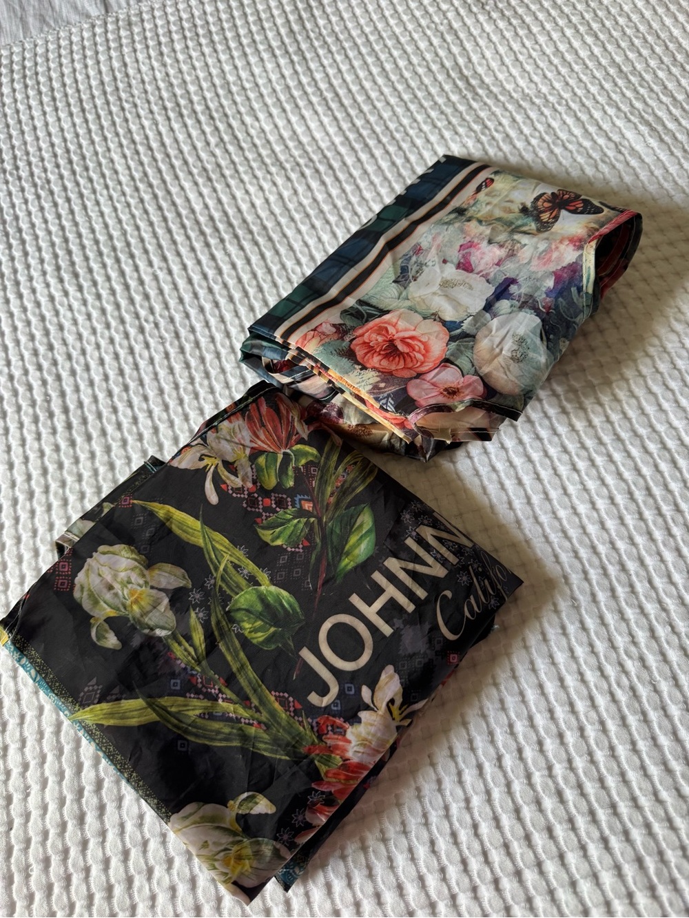 Johnny Was Floral bundle Reusable Totes - Black & Teal Multicolor - Picture 2 of 10